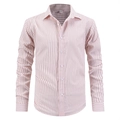 Men's striped long sleeve business shirt in white and red vertical stripes, US size M - S / Pink