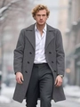 Klassieke herenwollen overjas in middengrijs met dubbele rij knopen voor een winterse look - XS / donkergrijs