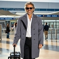 Manteau croisé classique en laine grise pour homme idéal pour les voyages d'affaires - XS / gris foncé