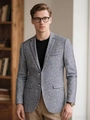 Chaqueta gris de corte entallado para hombre con textura de tela fina y botones - S (Talla EE. UU.) / Gris Plata