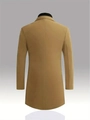 Back view of men's slim fit wool trench coat in camel with elegant lapel collar design - XS / Khaki