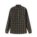 Classic green and brown plaid long-sleeved shirt with button collar and chest pocket - S / Mixed Colors