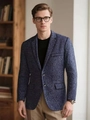 Blazer slim fit para hombre en textura tweed azul marino con dos botones y solapa muesca - S (Talla EE. UU.) / Azul marino