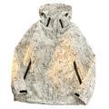 Mens camo windbreaker in beige tropical leaf print with adjustable hood and velcro cuffs - S / White (Men)