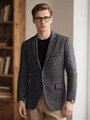 Blazer informal para hombre de corte entallado en tejido gris con textura y cierre de dos botones - S (Talla EE. UU.) / Negro