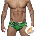 Sexy Herren-Badehose mit Palmenblattmuster, Kordelzug und herausnehmbarem Polstereinsatz - M / Grüner Blattdruck Stil
