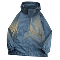 Men's dark blue windbreaker with tropical leaf pattern and adjustable hood - S / Blue (Men)
