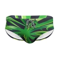 Herren Bikini-Badehose mit tropischem Palmenblatt-Print und Kordelzug in Grün und Blau - M / Grünes Blatt