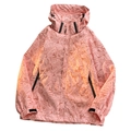 Men's outdoor windbreaker jacket featuring pink leaf camouflage print and adjustable hood - S / Pink (Women's Style)
