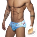 Maillot de bain bleu pour hommes avec imprimés jeux vidéo et coussinet amovible en mousse - M / Imprimé Bleu Ciel (Avec Rembourrage)