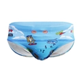 Heren zwemslip in blauw met zomerse haai en tijger cartoon print voor het strand - M / Hemelsblauw Cartoon Print