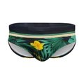 Slip de bain homme avec imprimé tropical de feuilles de palmier et fleurs jaunes vives - M / Feuilles Vertes Fleurs Jaunes