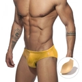 Herren Badehose in Gold glänzend mit Metallic-Finish und herausnehmbaren Polstern - M / Gold
