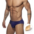 Maillot de bain bleu foncé brillant pour hommes avec rembourrage push-up amovible - Bleu clair