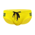 Gelbe Herren-Badehose mit schwarzem Kordelzug und grün gepunkteten Netzeinsätzen - M / Gelb