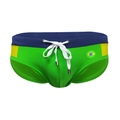 Herren Badehose im Brasilien-Design in Grün und Gelb mit verstellbarem Kordelzug - M / Grün
