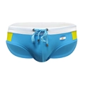 Herren Badehose in Himmelblau mit weißem Kontrastbund, Kordelzug und Argentinien-Wappen - M / Hellblau