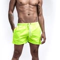 Men's neon yellow quick-dry beach shorts with elastic waist and white drawstring - Fluorescent Green