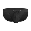 Sexy schwarze Herren-Bikini-Badehose mit Kordelzug und konturierter Ausbuchtung vorne - M / Schwarz
