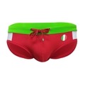Men's swim briefs with Italian flag color block design in red, green and white - Red Green (Italy Flag)