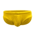 Sexy Herren-Badehose in glänzendem Gelb mit metallischem Kunstleder-Effekt - M / Gold