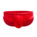 Sexy Herren Badehose mit Pailletten in glänzendem Rot und breitem Gummibund - M / Rot