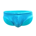 Sexy Herren-Schwimm-Slip in Metallic-Türkis mit glänzendem Pailletten-Effekt - M / Blau