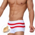 Maillot de bain homme blanc à rayures rouges avec coussinet de confort amovible - M / Blanc