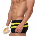 Maillot de bain pour hommes noir à rayures jaunes avec coussinet de protection amovible - M / Noir