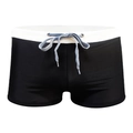 Maillot de bain pour hommes en noir et blanc avec cordon de serrage ajustable - M / Blanc