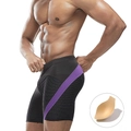 Maillot de bain homme en maille noire avec rayures violettes et rembourrage amovible - M / Noir