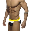 Maillot de bain homme taille basse tricolore jaune blanc noir en tissu à séchage rapide - M / Patchwork Noir