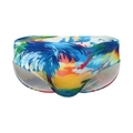Herren Badehose mit tropischem Sonnenuntergang-Tintendruck und Palmen-Silhouette - M / Abstrakter Tropischer Druck