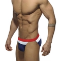 Slip de bain homme taille basse avec design tricolore rouge, blanc et bleu marine - M / Patchwork Bleu Foncé