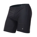 Men's tight swimming trunks in solid black with quick-dry fabric and side pocket - M / Black