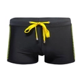 Schwarze Badehose für Herren mit gelbem Kordelzug und grünen Punkten an den Seiten - M / Schwarz