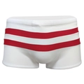 Men's white swim boxers with red horizontal stripes in a sporty minimalist style - M / White Red