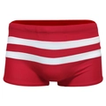 Men's red swimming trunks with side white stripes and elastic quick-dry fabric - M / Red & White