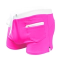 Men's bright pink swim trunks with white waistband and front zipper pocket detail - M / Pink