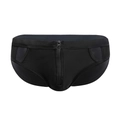 Sexy Herren Badehose in Schwarz mit Reißverschluss vorne und Mesh-Design - M / Schwarz