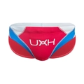 Men's low rise swim briefs in red white and blue color block with UXH logo - M / Red