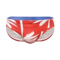 Bañador de natación tipo slip para hombre en rojo con estampado de palmeras blancas - M / Rojo