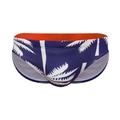 Bañador tipo slip azul marino para hombre con estampado de palmeras y forro naranja vivo - M / Azul
