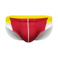 Maillot de bain sexy pour hommes avec design color-block rouge, jaune et blanc vif - M / Rouge