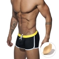 Maillot de bain homme bicolore noir et jaune avec rembourrage de protection - M / Noir Avec Bonnet