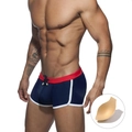 Maillot de bain homme bleu marine avec taille rouge et coque de protection amovible - M / Bleu Foncé Avec Rembourrage