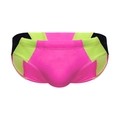 Maillot de bain pour hommes taille basse avec design color-block rose néon, vert et noir - M / Rose