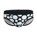 Men's sexy swimming briefs in black fabric with large white polka dot prints - M / Black