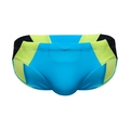 Slip de bain homme bleu lac avec empiècements contrastés vert néon et noir - M / Bleu Ciel