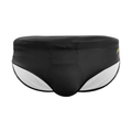 Schwarze Herren-Badeslip mit schnelltrocknendem Stoff und Regenbogen-Logo-Detail - M / Schwarz